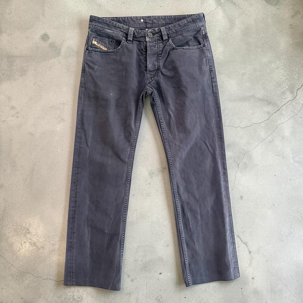 Diesel Larkee Mens 32x30 Chino Canvas Pants Faded Navy Blue Straight Made Italy